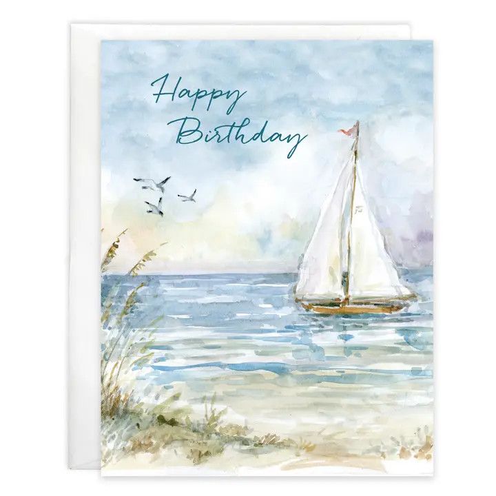 SAILBOATS AND GULLS BIRTHDAY W/SCRIPTURE CARD #212-7415