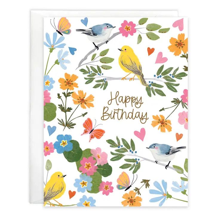 SONGBIRDS AND FLOWERS BIRTHDAY GREETING CARD #212-6839