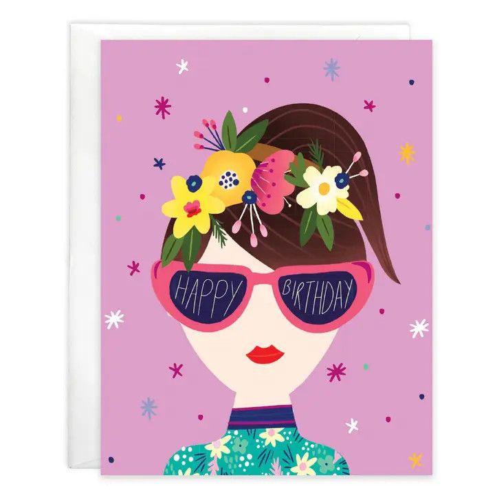 SUNGLASSES GIRL BIRTHDAY GREETING CARD #212-6482
