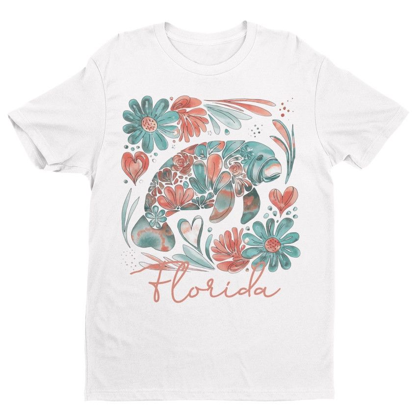 FLORAL FLORIDA MANATEE WHITE YOUTH