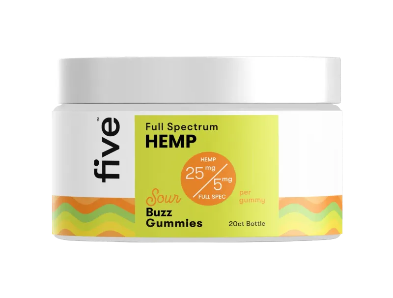Five CBD, Gummies, Daily Buzz, Sour, 25/5mg, 20ct