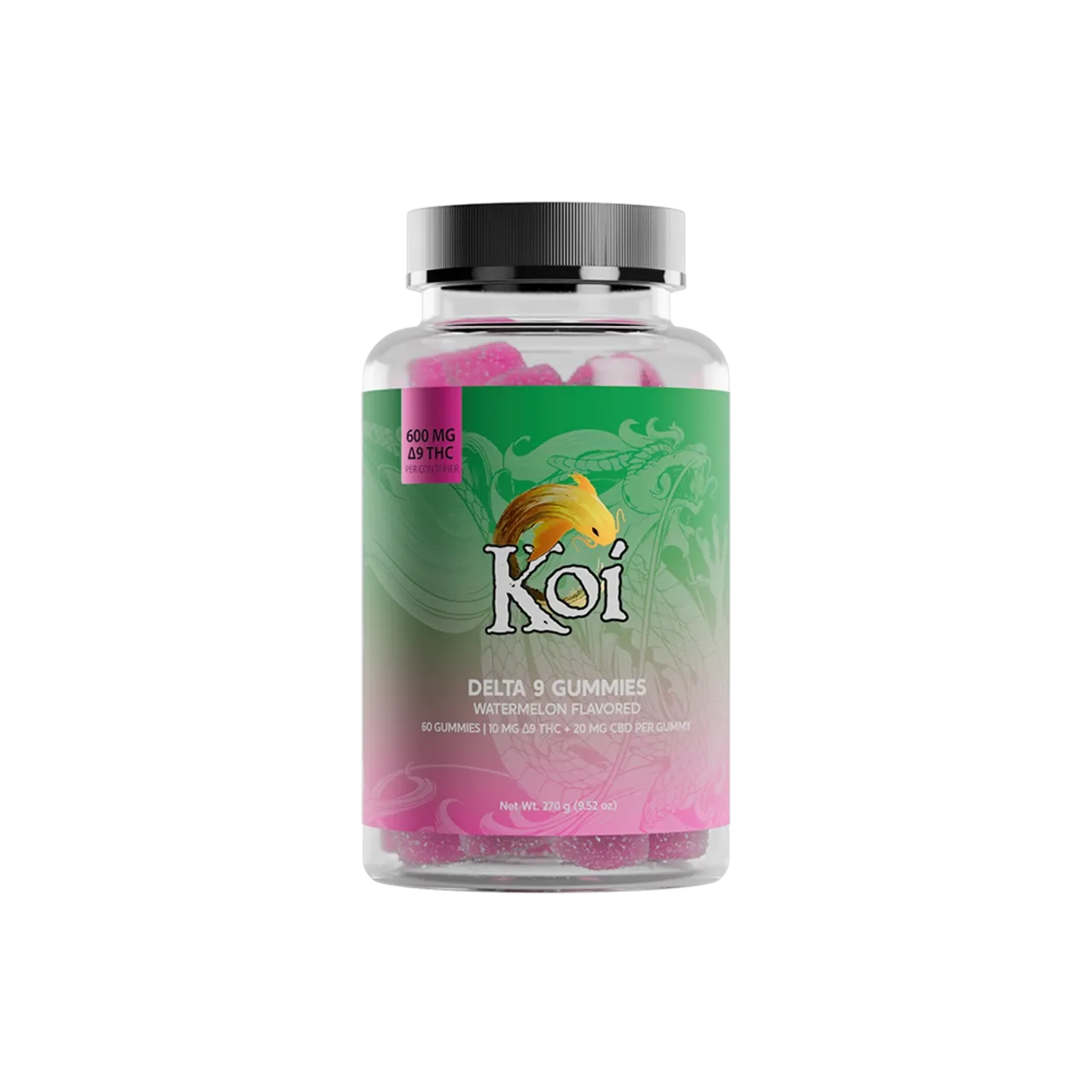 Koi, Gummies, CBD+D9, Watermelon, 60ct