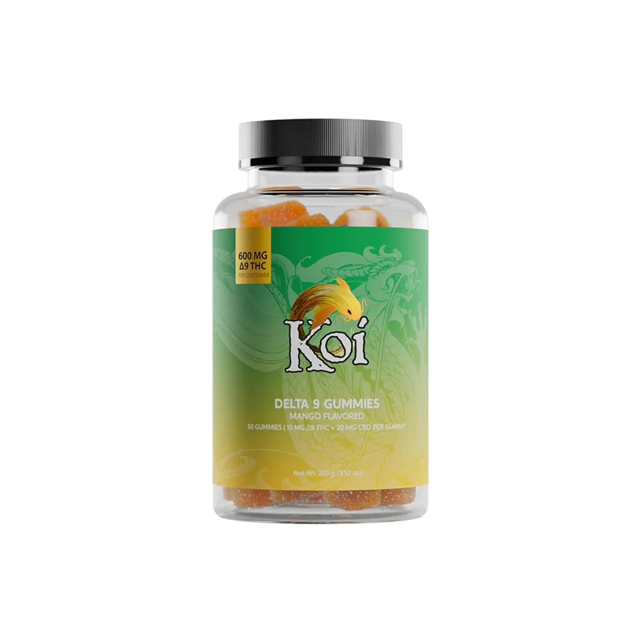 Koi, Gummies, CBD+D9, Mango, 60ct