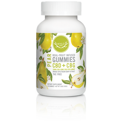 Wyld, Gummies, CBD+CBG, Pear, 40ct