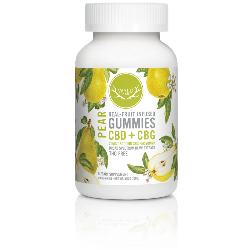 Wyld, Gummies, CBD+CBG, Pear, 40ct