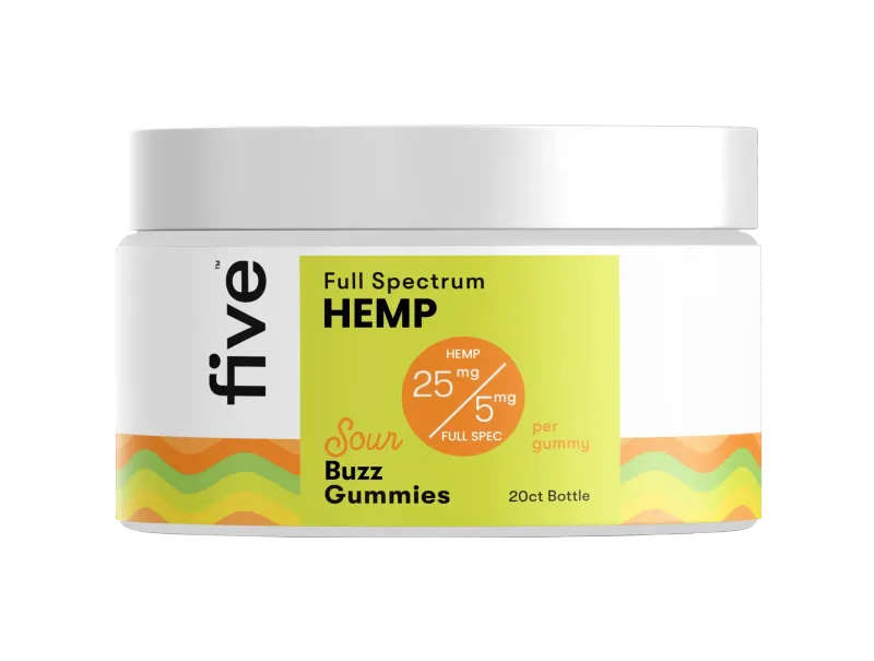 Five CBD, Gummies, Daily Buzz, Sour, 20ct