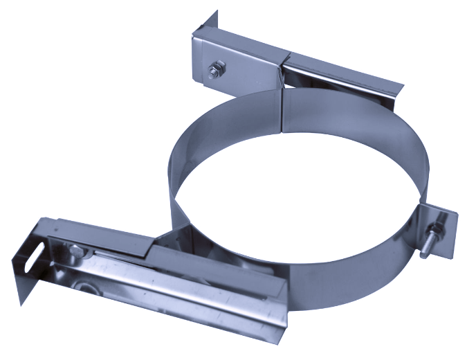 Muurbeugel regelbaar van 6 tot 11 cm.
Voor een dubbelwandige geïsoleerde buis met een buitendiameter 150mm.