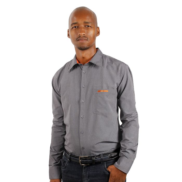 Men&#39;s Charcoal Pinstripe Lounge Shirt Long Sleeve