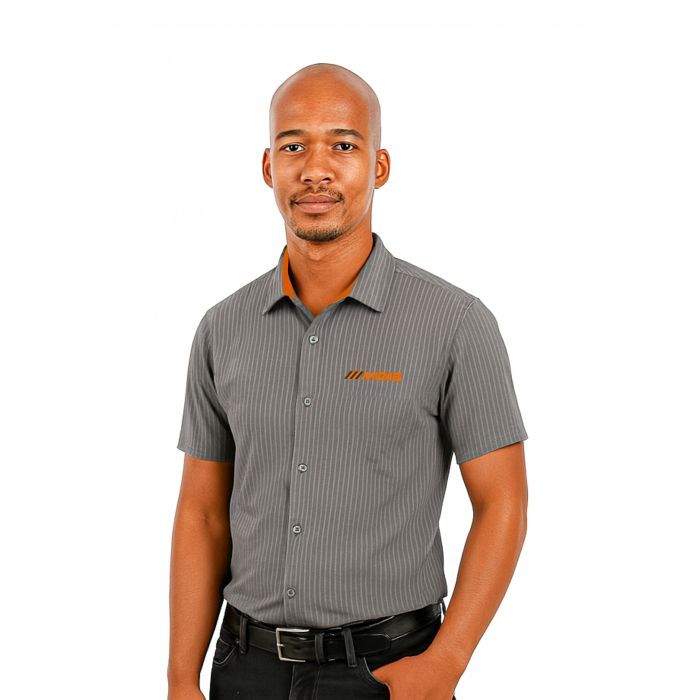 Men's Charcoal Pinstripe Lounge Shirt Short Sleeve