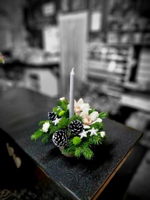 Silver Candle Arrangement