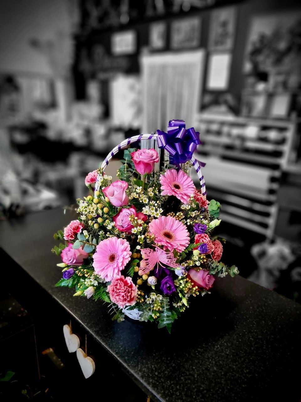 Basket with ribbon