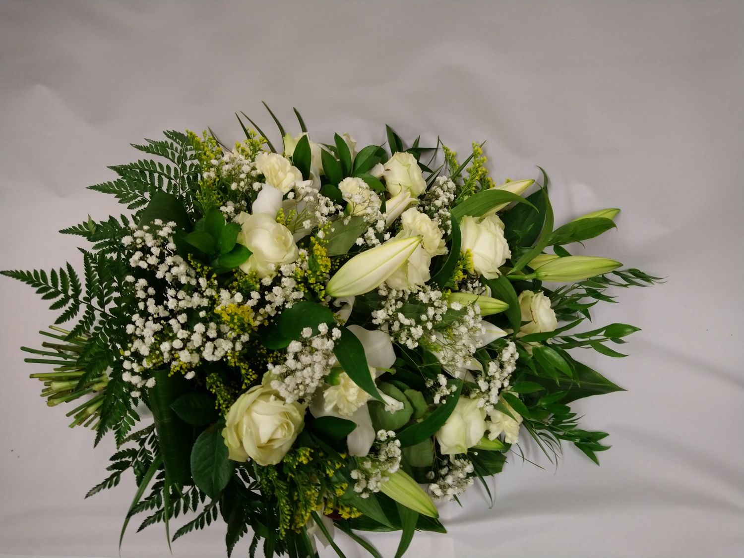 All white Hand-Tied Funeral Wreath