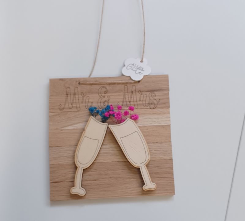Klötzchen Schild "MR & MRS"