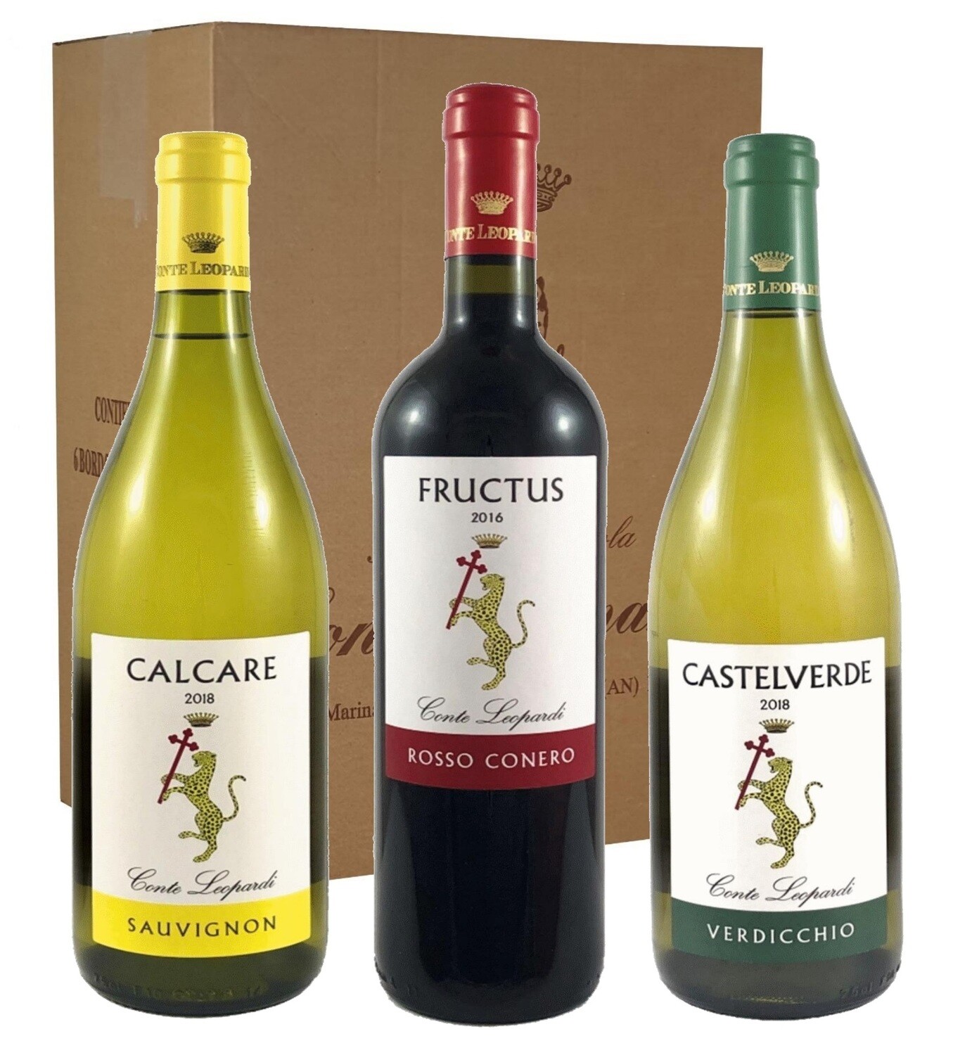 CASTELVERDE + FRUCTUS + CALCARE
N. 3 Confezioni da 6 Bottiglie (in tutto 18 Bottiglie)