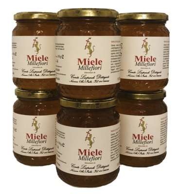 MIELE Millefiori Conte Leopardi
- Confezione da 6 Barattolo da 500 GR
(in totale 3 KG) MIELE Millefiori Conte Leopardi
- Confezione da 6 Barattolo da 500 GR
(in totale 3 KG)
