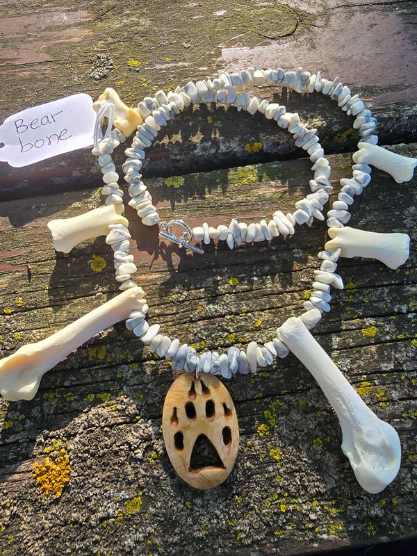 Black Bear Bone & Howlite Necklace