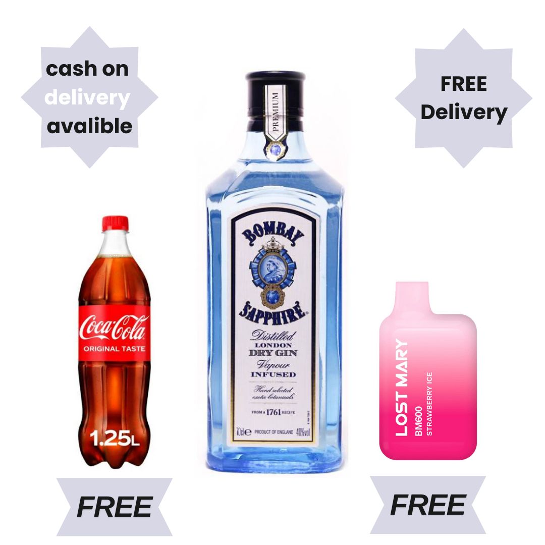 Buy Bombay Sapphire Gin 70cl: Premium Quality London Dry Gin, Fast Delivery, Best Price Online FREE VAPE &amp; COKE