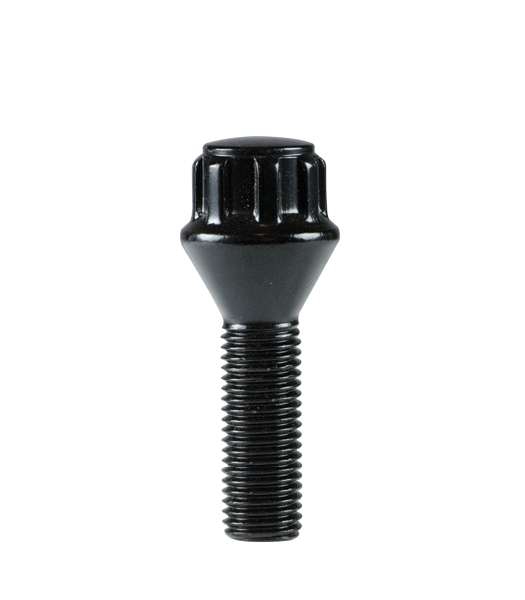 Ceco CDW41820BK - (4) Black Cone Seat Wheel Lock Bolts 14x1.5 55 mm / 26 mm Thread