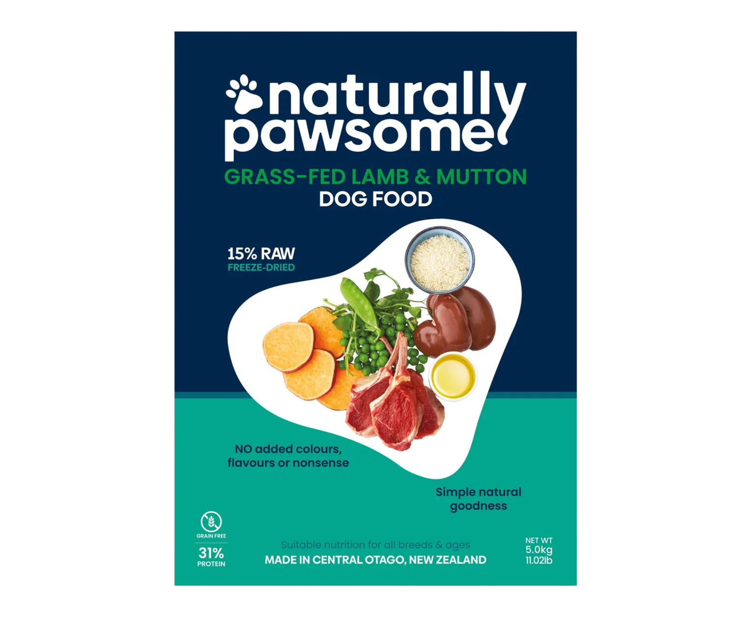 Naturally Pawsome - Grass Fed Lamb &amp; Mutton, Weight: 2.5kg