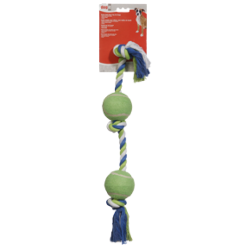 Dogit Rope Toy Tennis Ball Multi 3 knot 2 ball - 61cm