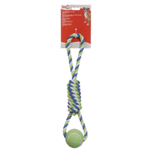 Dogit Rope Toy Tennis Ball Multi - 61cm