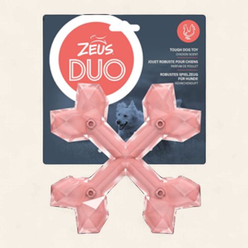 Zeus Duo Cross Bone Chicken Scent - Coral
