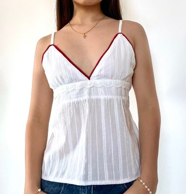 LILA LACE BABYDOLL TOP RED/PINK LACE