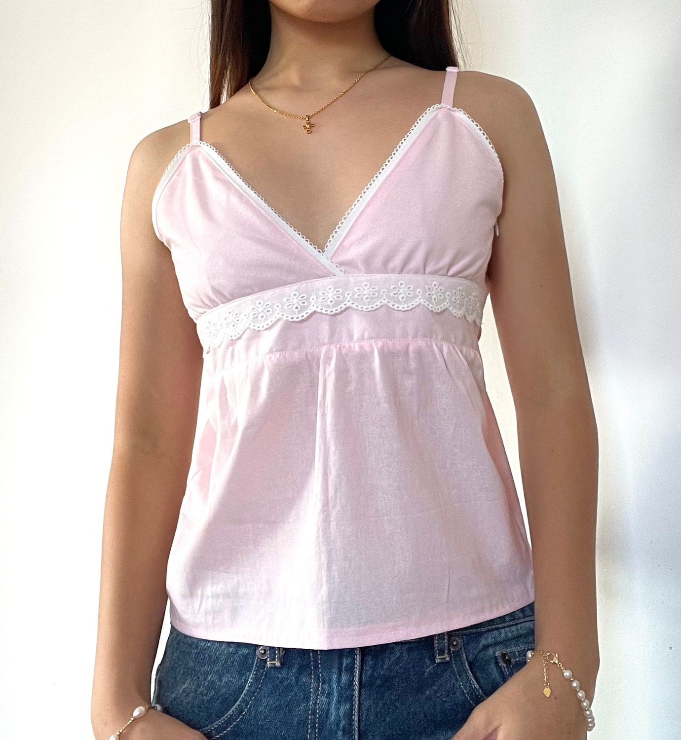 LILA LACE BABYDOLL TOP IN PINK