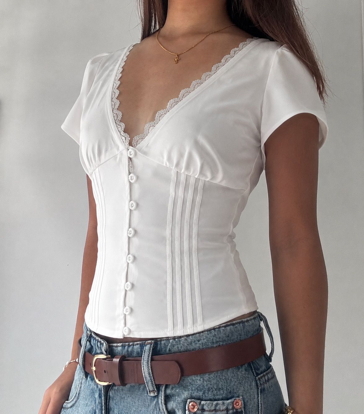 MILK LACE BLOUSE - Originally $90