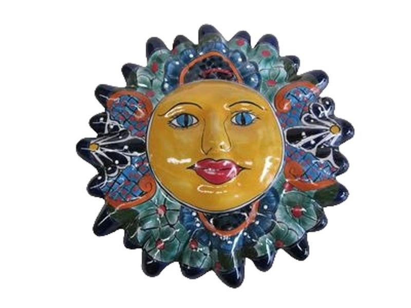 MEXICAN TALAVERA CERAMIC SUN HANGING WALL ART 