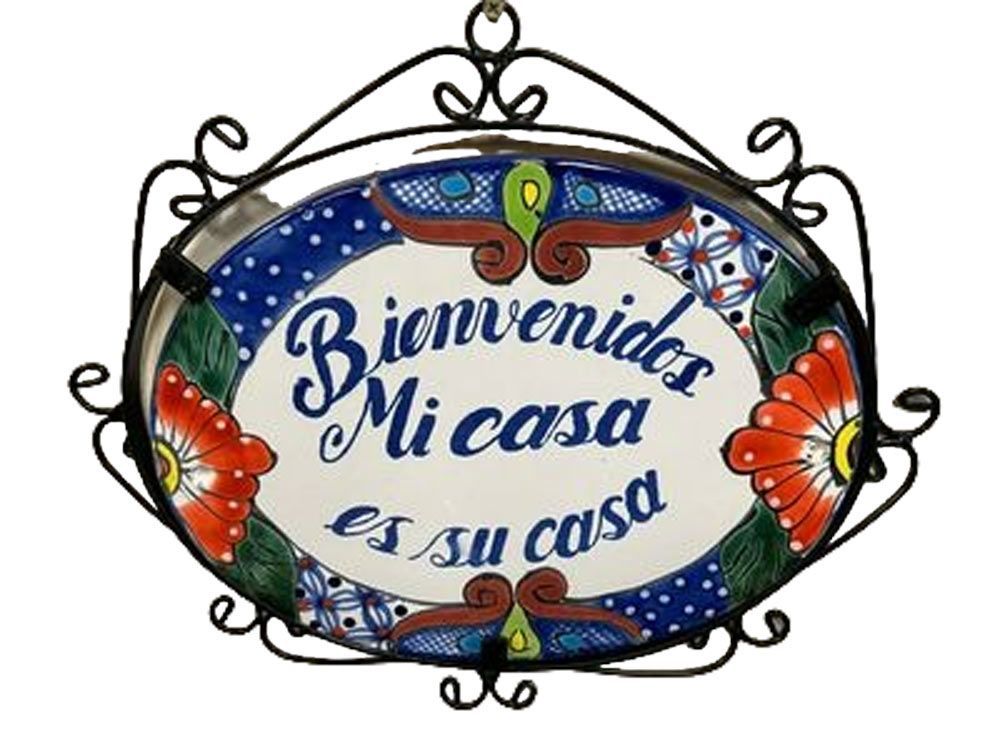 MEXICAN TALAVERA CERAMIC HANGING WALL ART WELCOME SIGN