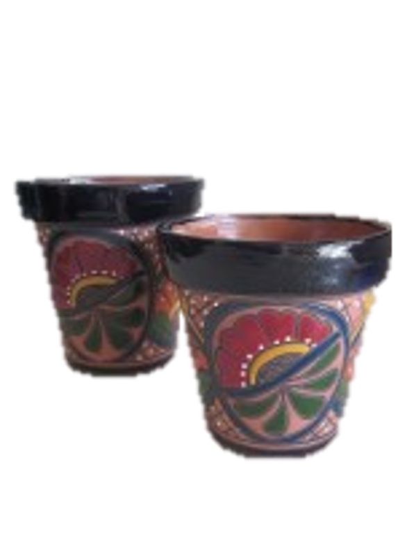 MEXICAN TALAVERA CERAMIC PLANTER POT - SET OF 2