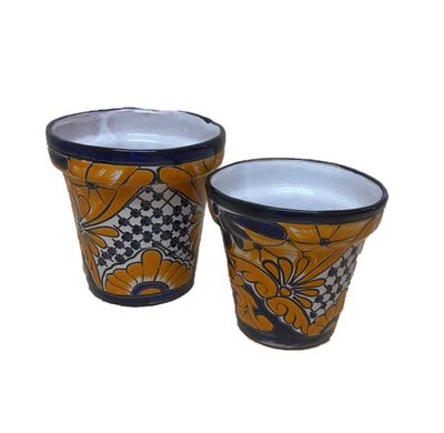MEXICAN TALAVERA CERAMIC GUADALAJARA SET OF 2 POTS