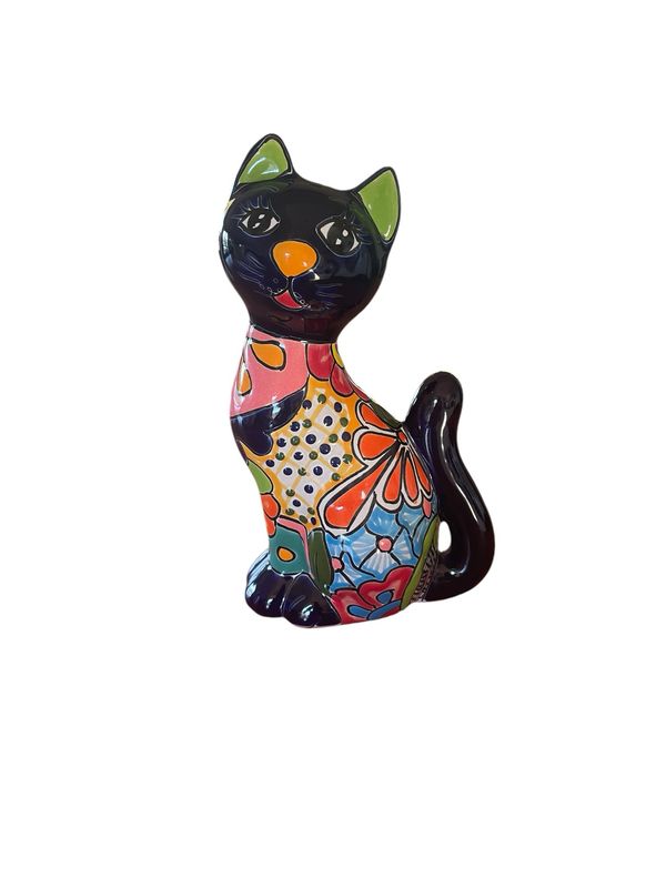 MEXICAN TALAVERA CERAMIC CAT FIGURE