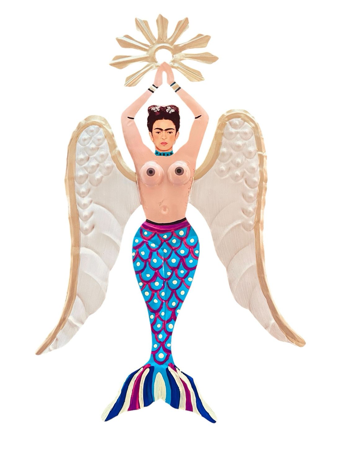 TIN FRIDA KAHLO PRAYER HANDS WITH WINGS HANGING WALL ART