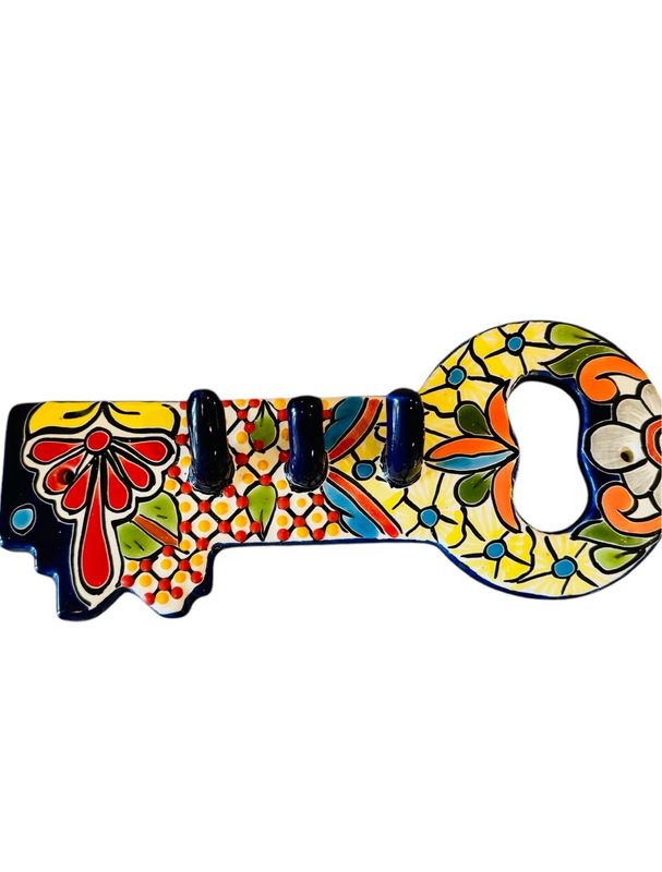 MEXICAN TALAVERA CERAMIC HANGING WALL ART KEY HOLDER
