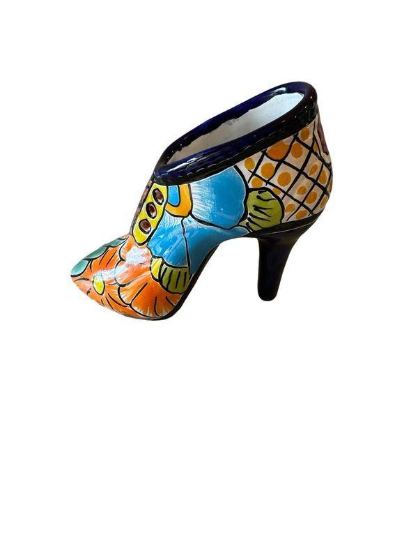 MEXICAN TALAVERA CERAMIC SHOE PLANTER POT MEXICAN TALAVERA CERAMIC SHOE PLANTER POT
