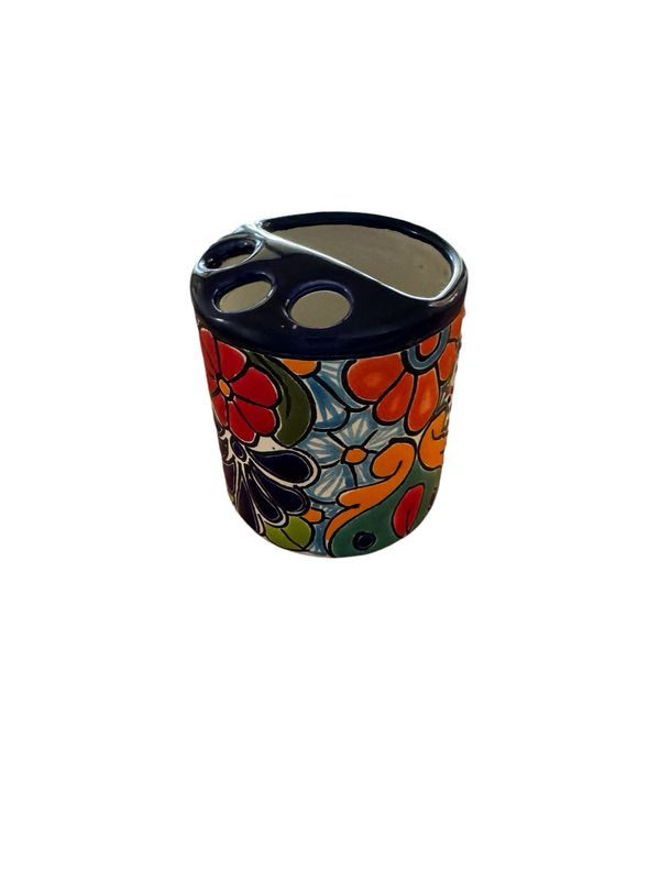 MEXICAN TALAVERA CERAMIC TOOTHBRUSH HOLDER