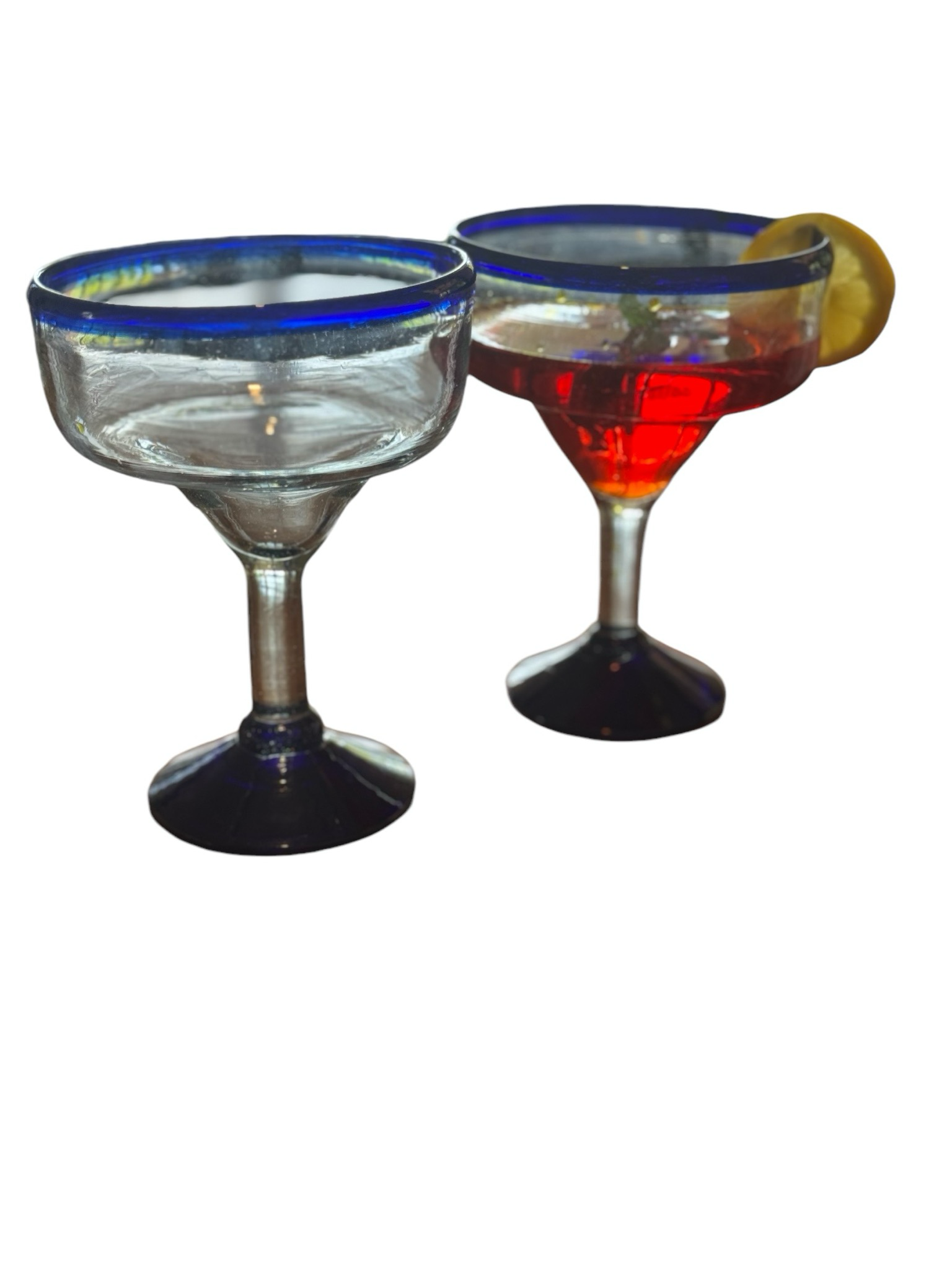 MARGARITA MARGARITA GLASS - COLBOLT BLUE RIM - HAND MADE - 300ML HGLASS