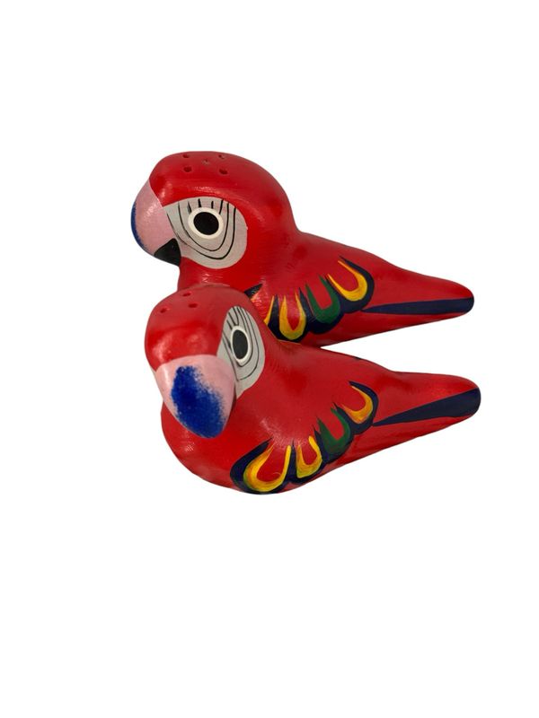 MEXICAN TALAVERA CERAMIC PARAKEET BIRD SALT & PEPPER SHAKERS