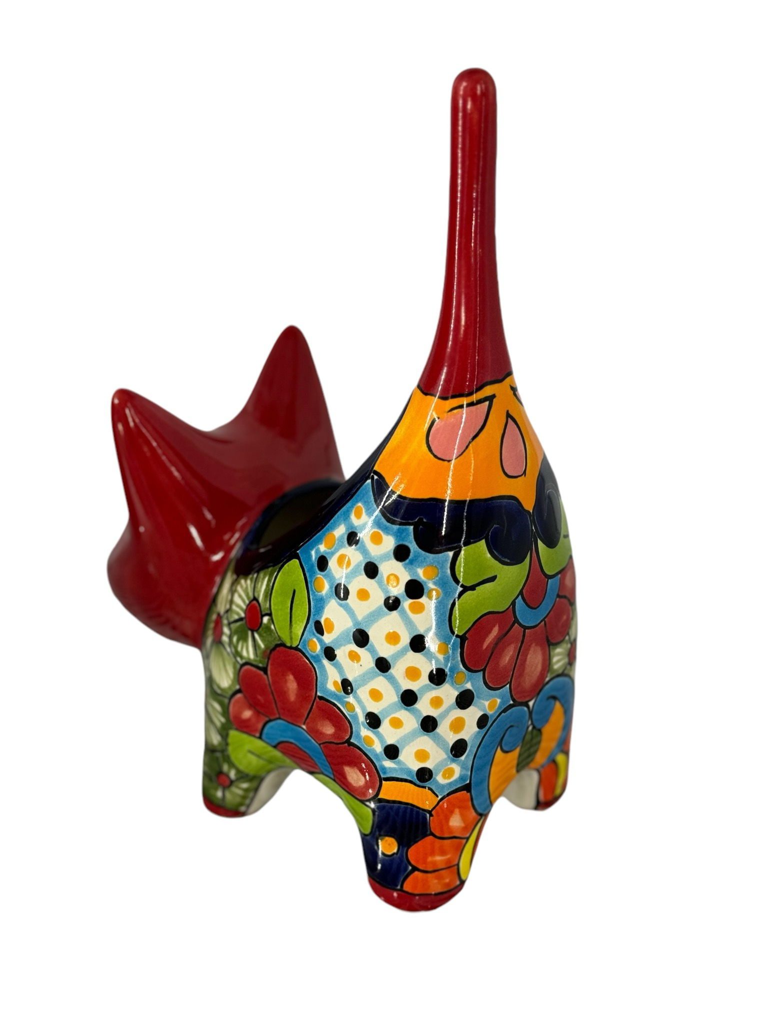 MEXICAN TALAVERA CERAMIC CAT PLANTER