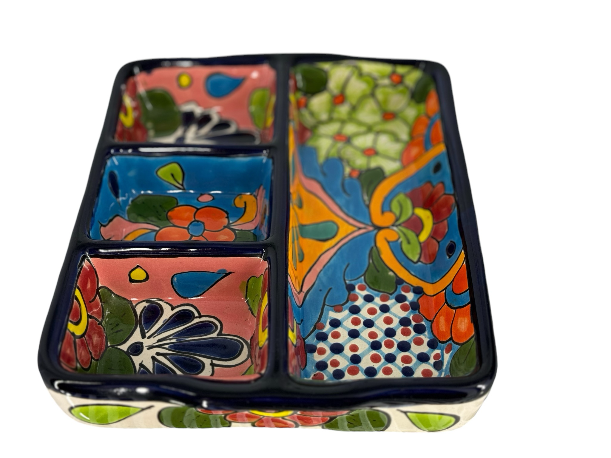 MEXICAN TALAVERA CERAMIC DIVIDED SERVING TRAY