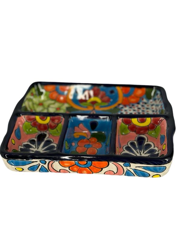 MEXICAN TALAVERA CERAMIC DIVIDED SERVING TRAY