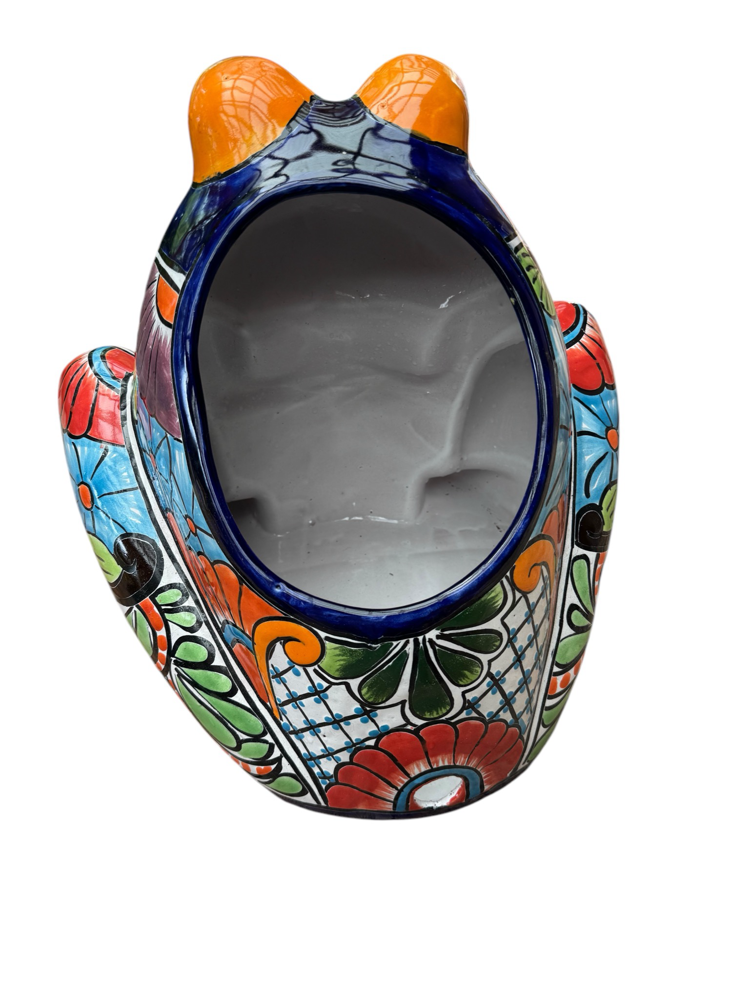 MEXICAN TALAVERA CERAMIC FROG PLANTER POT