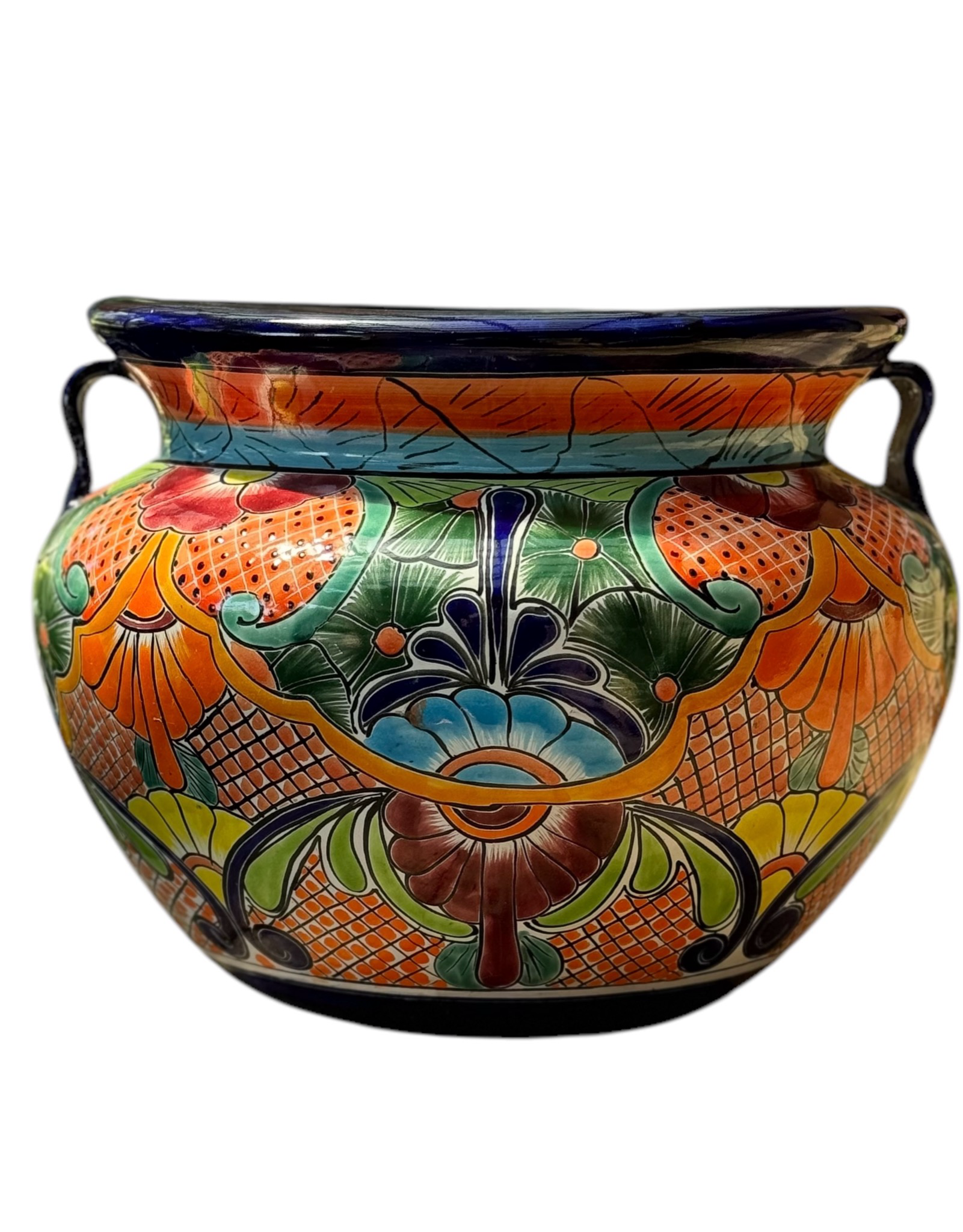 MEXICAN TALAVERA CERAMIC BOLA PLANTER POT - EXTRA LARGE