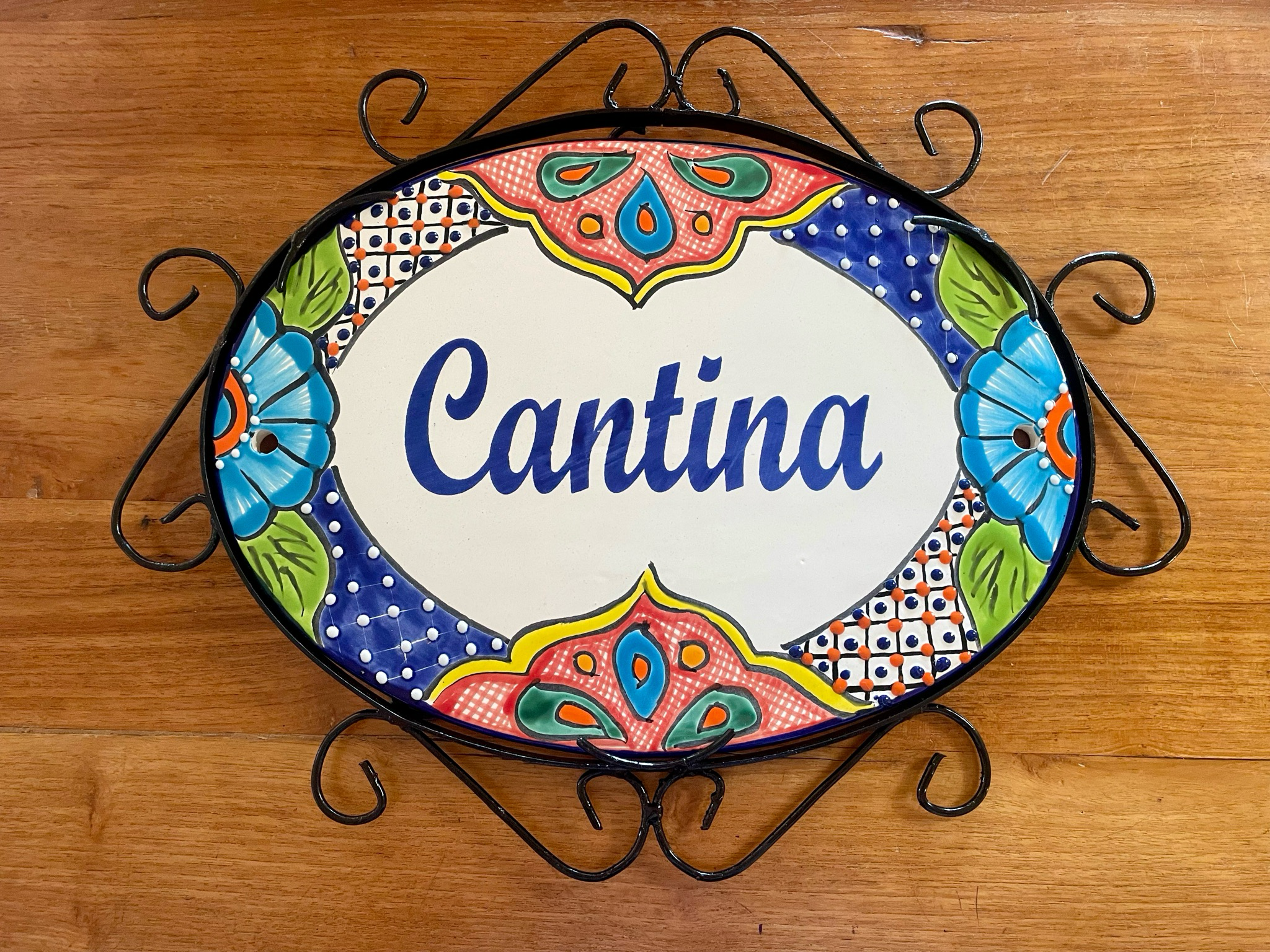 MEXICAN TALAVERA CERAMIC HANGING WALL SIGN
