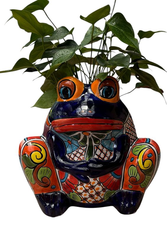 MEXICAN TALAVERA CERAMIC FROG PLANTER POT MEXICAN TALAVERA CERAMIC FROG PLANTER POT