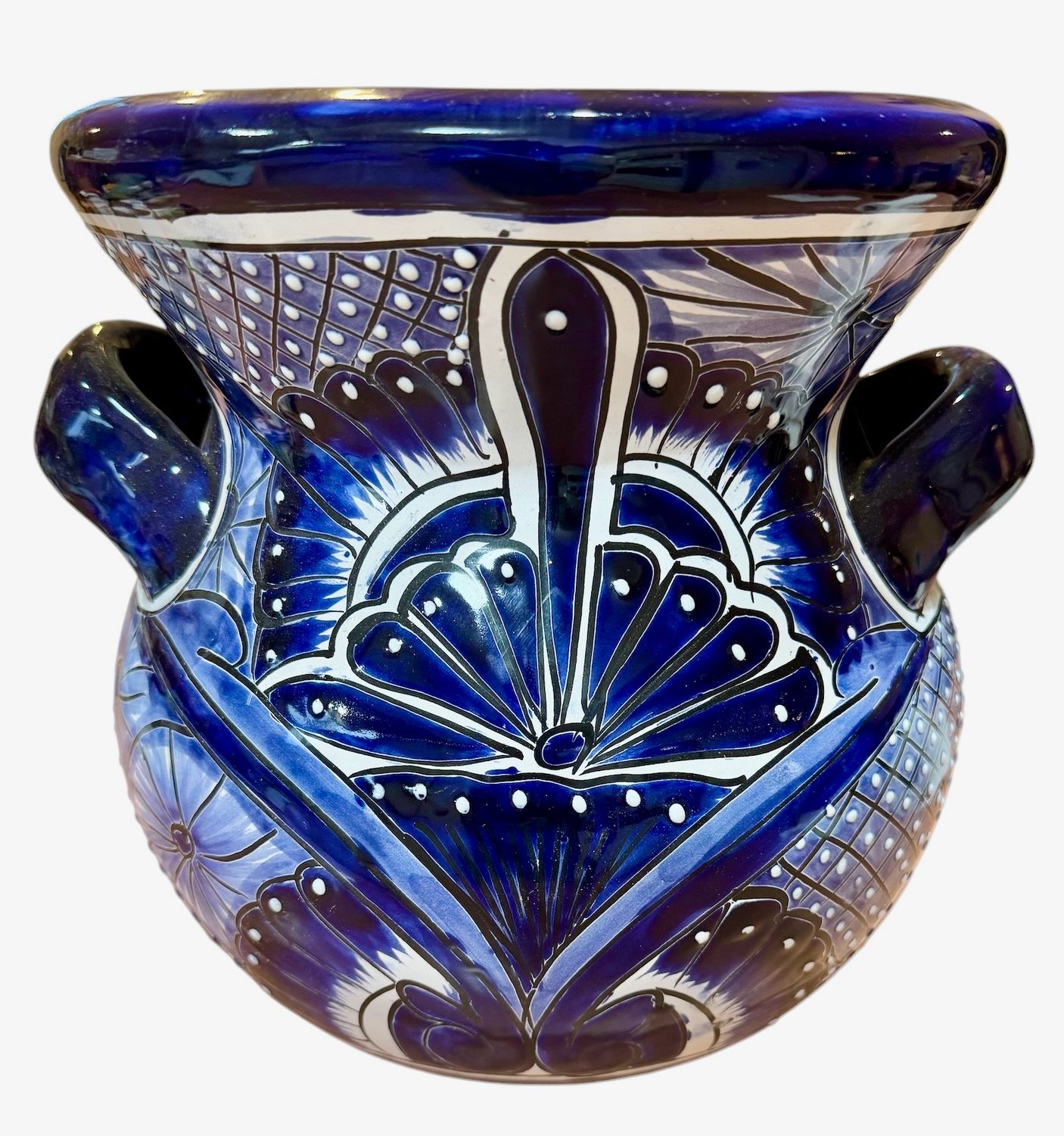 AZUL BLUE TALAVERA POT WITH HANDLES