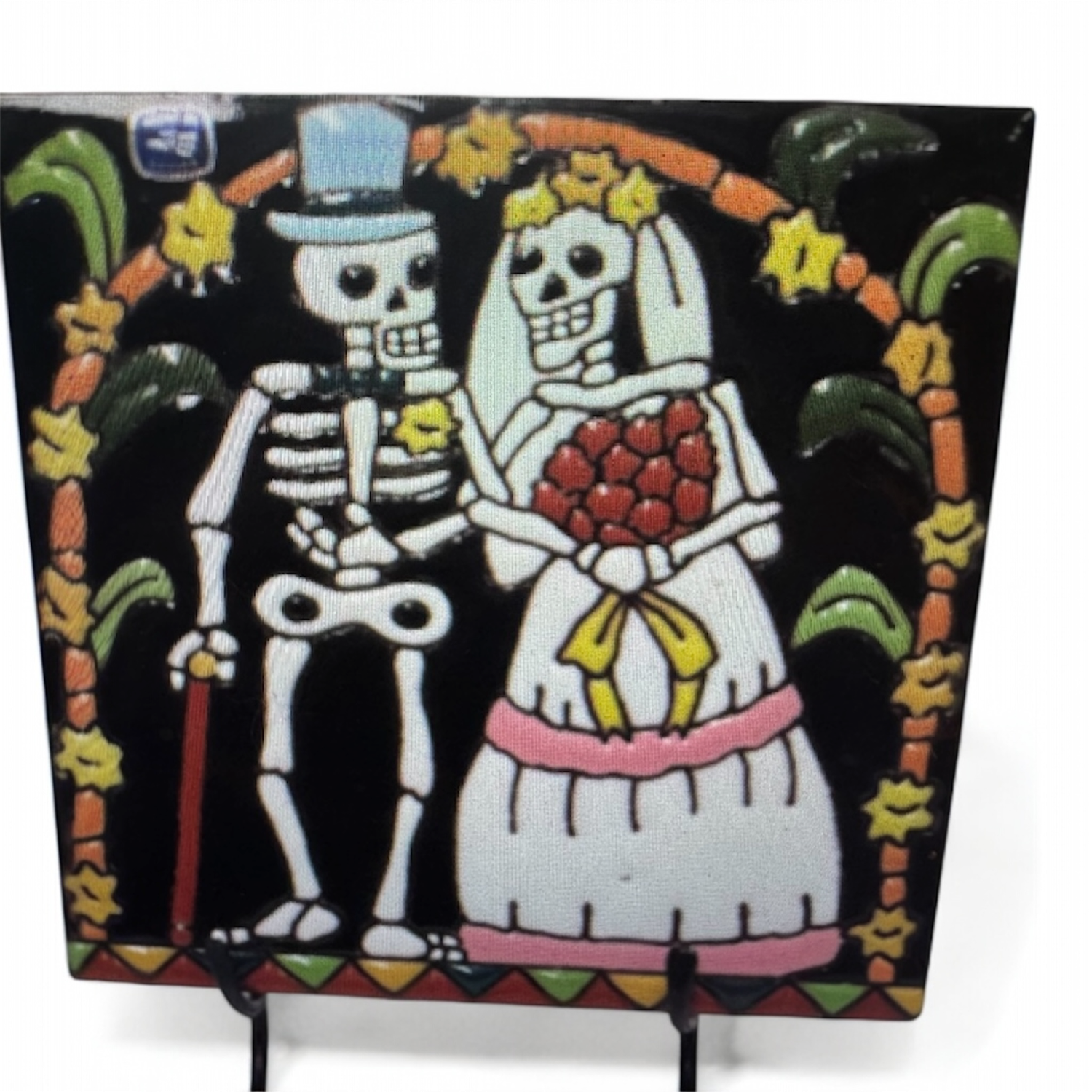 Tile. Day Of Dead Wedding W/base 15cm X 15cm