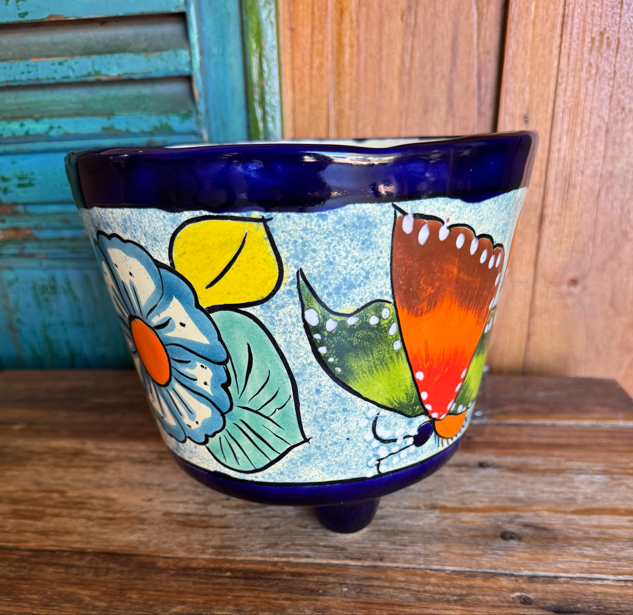 PARAISO AZUL PLANTER W/legs 20cm